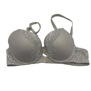 Victorias Secret Bra Lace Overlay Light Beige 34B Push-Up Padded Adjustable